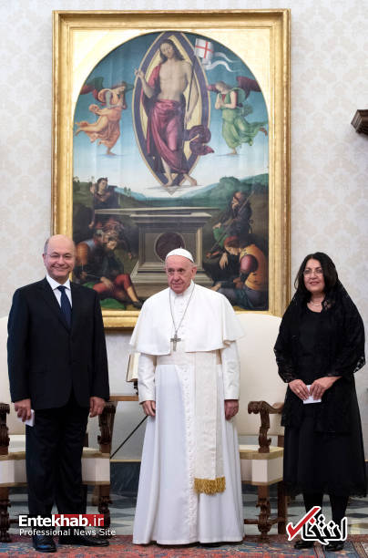 عکس/ دیدار رئیس جمهور عراق و همسرش با پاپ فرانسیس