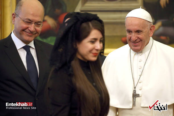 عکس/ دیدار رئیس جمهور عراق و همسرش با پاپ