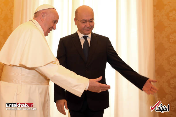 عکس/ دیدار رئیس جمهور عراق و همسرش با پاپ