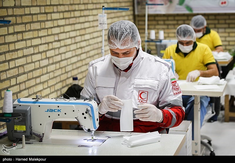 کارخانه‌های تولید ماسک و مواد ضدعفونی هلال احمر