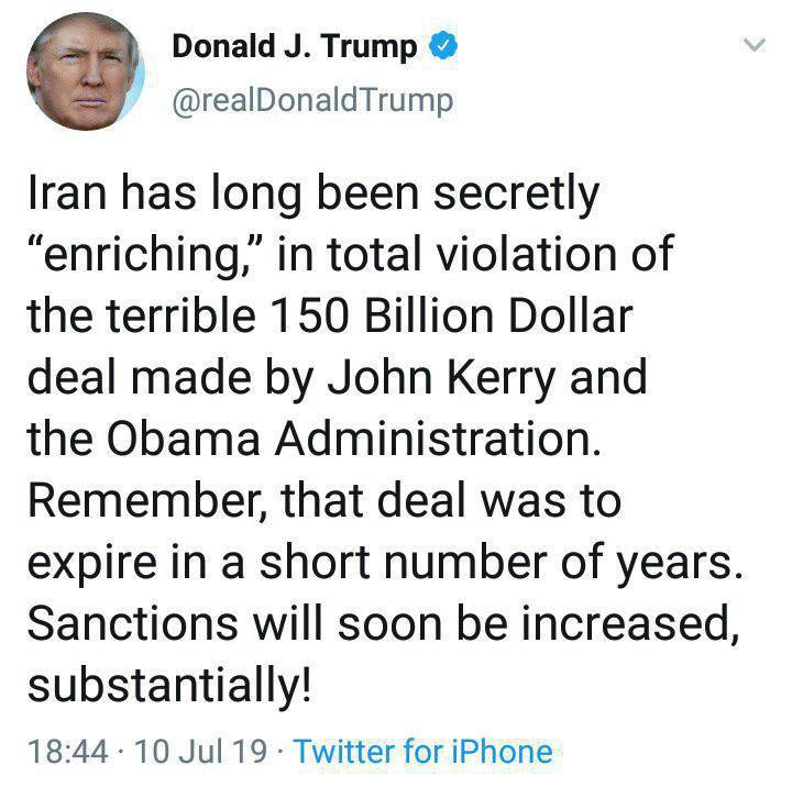 ادعای ترامپ: ایران مدت‌ها به صورت مخفیانه غنی‌سازی کرده/ تحریم‌ها به زودی به میزان قابل توجهی افزایش می‌یابد
