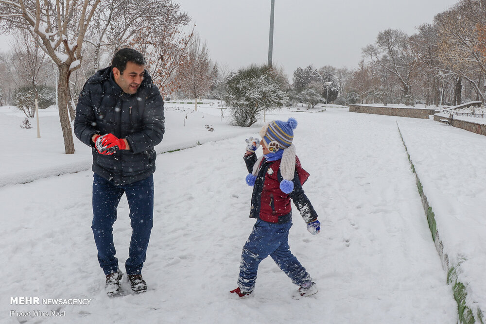 تصاویر: برف بازی در تبریز‌