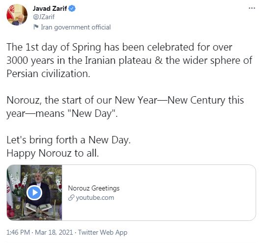 ظریف در پیام سال نو اعلام کرد: افق روشن پیروزی بر دو ویروس خطرناک کرونا و تحریم
