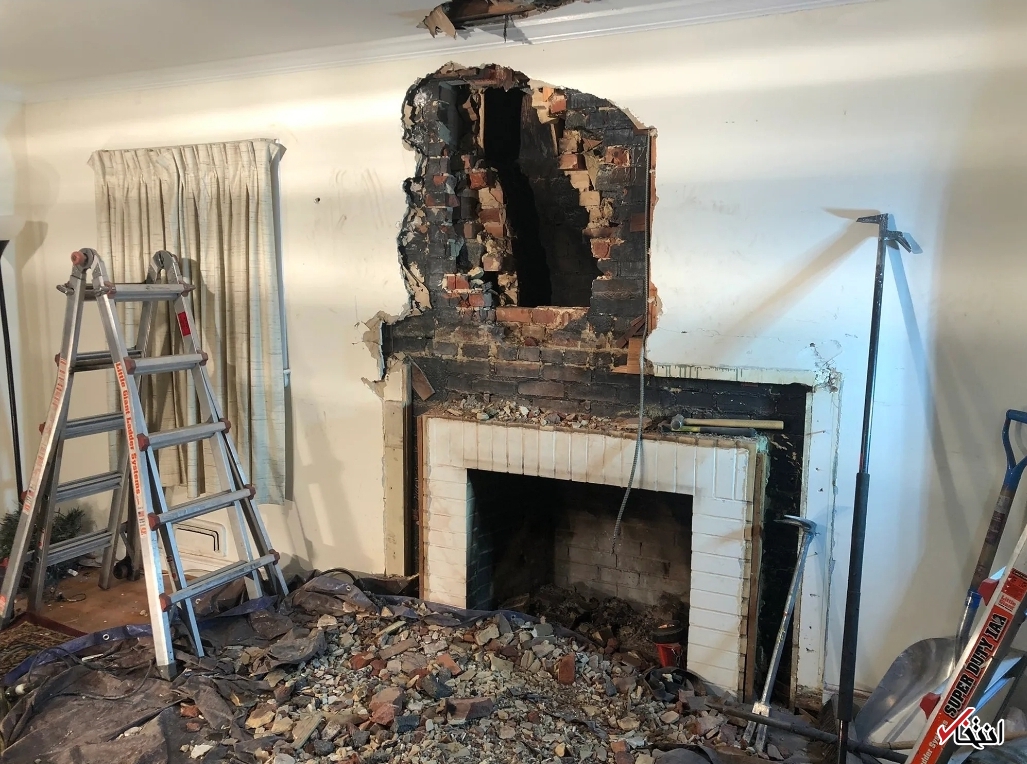 گیر گردن سارق بد شانس در دودکش+تصاویر