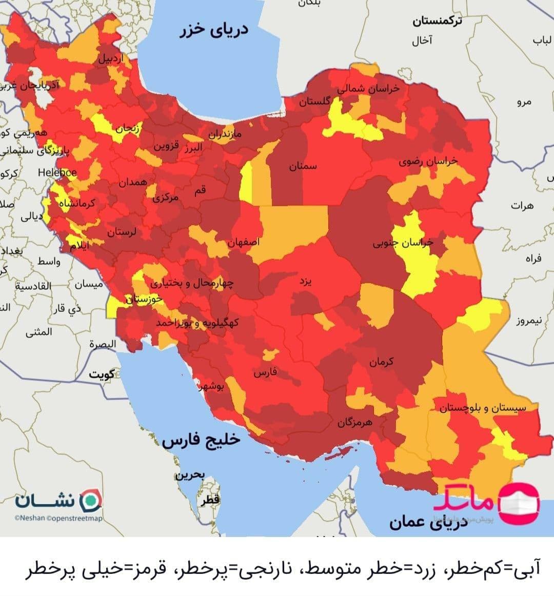 بحرانی&zwnj;ترین وضعیت از ابتدای شیوع کرونا در کشور / ۶۵ دیگر از فردا در وضعیت قرمز قرار می&zwnj;گیرند