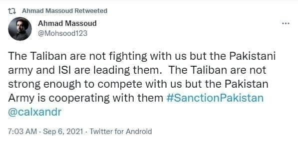 ادعای طالبان: پنجشیر به طور کامل به کنترل ما درآمد / احمد مسعود: طالبان آنقدر قوی نیستند که با بجنگند؛ ارتش پاکستان با آنها همکاری می‌کند