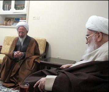 آیت الله جوادی آملی با آیت الله صافی گلپایگانی دیدار کرد