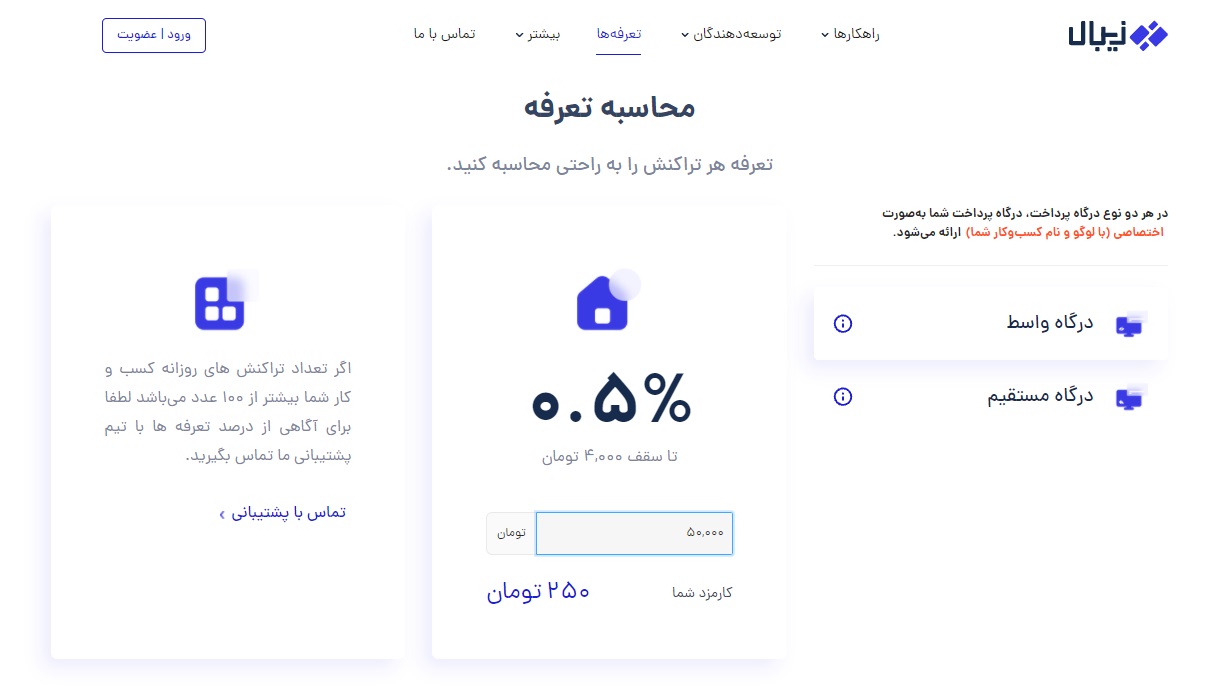 محاسبه گر کارمزد درگاه پرداخت اینترنتی برای انواع درگاه