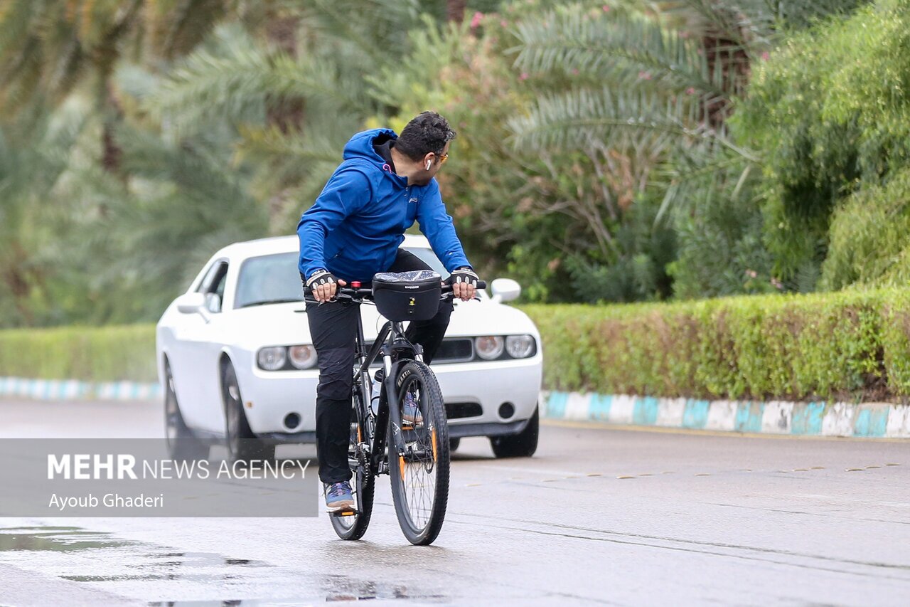 تصاویر: اولین باران زمستانی و طراوت بهاری کیش
