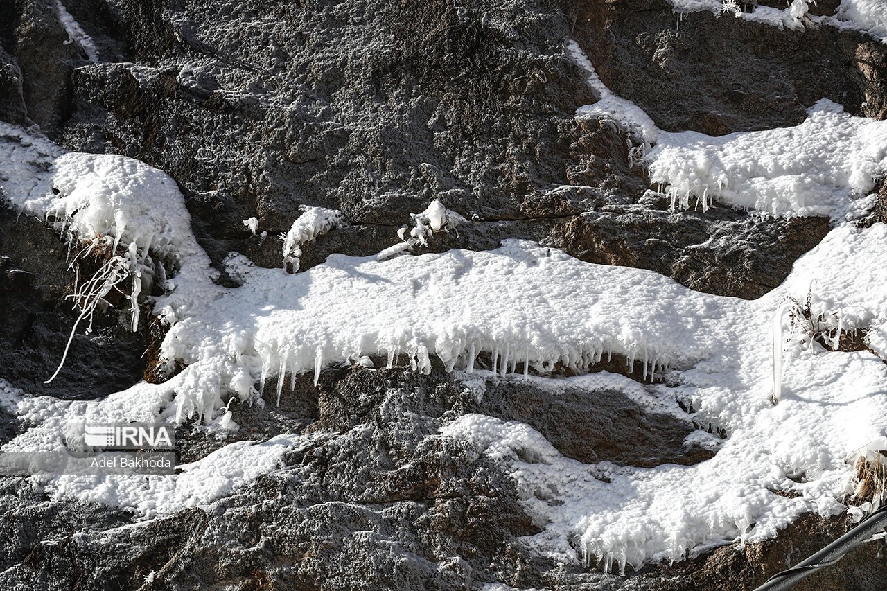 تصاویر: یخ زدن آبشار گنجنامه همدان