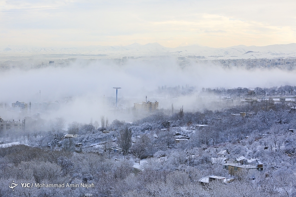 تصاویر: هوای مه آلود یک روز زمستانی در همدان