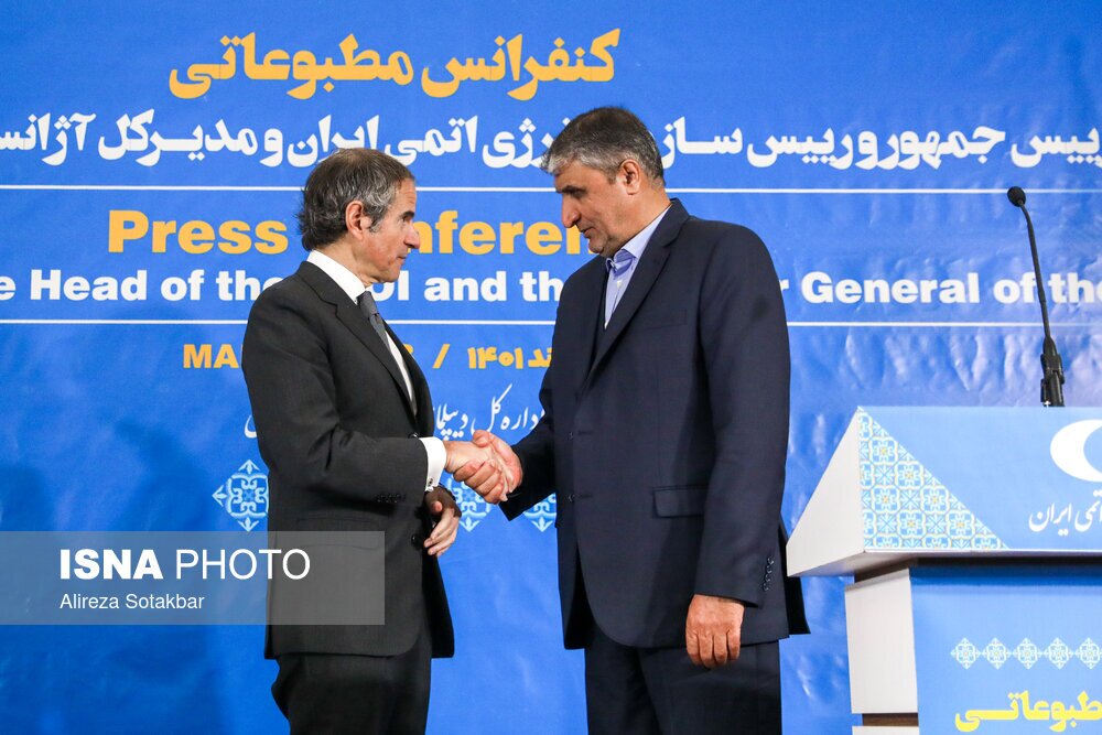 تصاویر: کنفرانس خبری رافائل گروسی و محمد اسلامی، رییس سازمان انرژی اتمی