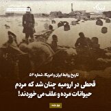 تاریخ روابط ایران و آمریکا، شماره ۵۲: قحطی در ارمیه چنان شد که مردم حیوانات مرده و علف می‌خوردند