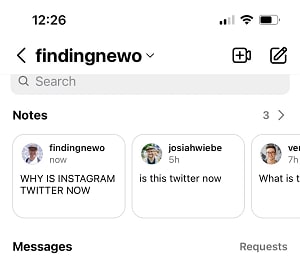 اینستاگرام با قابلیت Notes امکان ارسال توییت را آزمایش می‌کند