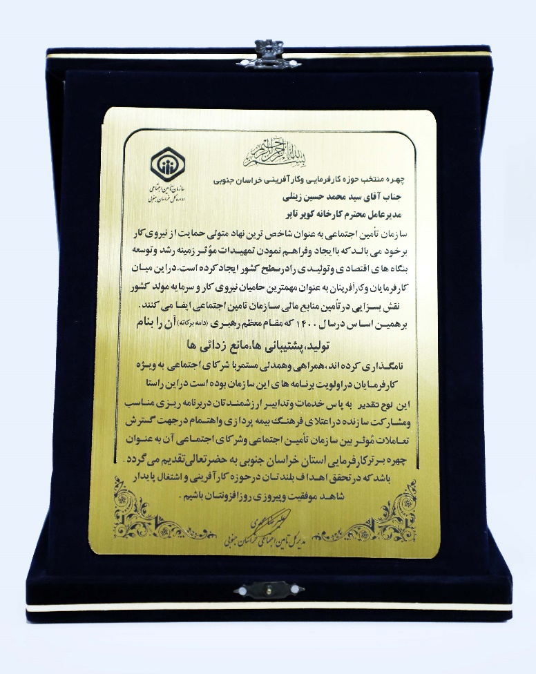 معرفی چهره برتر حوزه کارآفرینی و کارفرمایی