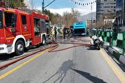 ویدیویی از آتش‌سوزی در اتوبوس بی‌آرتی تهران