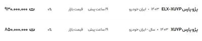 قیمت پژو پارس، امروز ۱۳ خرداد ۱۴۰۴