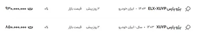 قیمت پژو پارس، امروز ۶ اردیبهشت ۱۴۰۴