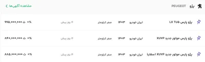 قیمت پژو پارس، امروز ۱۴ فروردین ۱۴۰۴