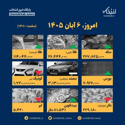 اینفوگرافیک / امروز ۶ آبان قیمت‌ها چقدر است؟