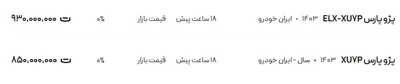 قیمت پژو پارس، امروز ۹ اردیبهشت ۱۴۰۴