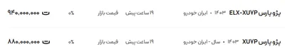 قیمت پژو پارس، امروز ۴ شهریور ۱۴۰۴
