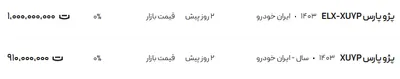 قیمت پژو پارس، امروز ۲۱ تیر ۱۴۰۴
