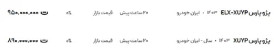 قیمت پژو پارس، امروز ۲۱ مرداد ۱۴۰۴