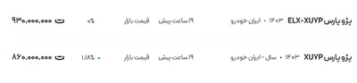 قیمت پژو پارس، امروز ۱۹ خرداد ۱۴۰۴
