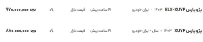 قیمت پژو پارس، امروز ۱۳ مرداد ۱۴۰۴