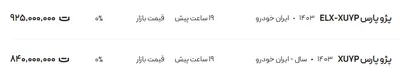 قیمت پژو پارس، امروز ۳۰ اردیبهشت ۱۴۰۴