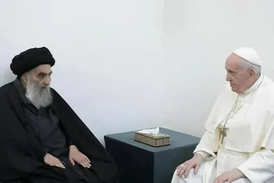 بیانیه دفتر آیت الله سیستانی درباره دیدار با پاپ فرانسیس: درباره چالش های بزرگ بشریت تبادل نظر شد / آیت الله سیستانی در مورد سرکوب آزادی های اساسی و فقدان عدالت اجتماعی در کشورهای مختلف صحبت کرد / تاکید آیت الله سیستانی بر ایفای نقش رهبران مذهبی برای جلوگیری از فجایع امروز دنیا