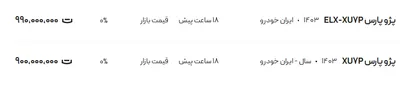 قیمت پژو پارس، امروز ۸ مرداد ۱۴۰۴