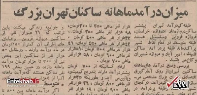 تهرانی‌ها در ۵۲ سال پیش چقدر درآمد داشتند؟