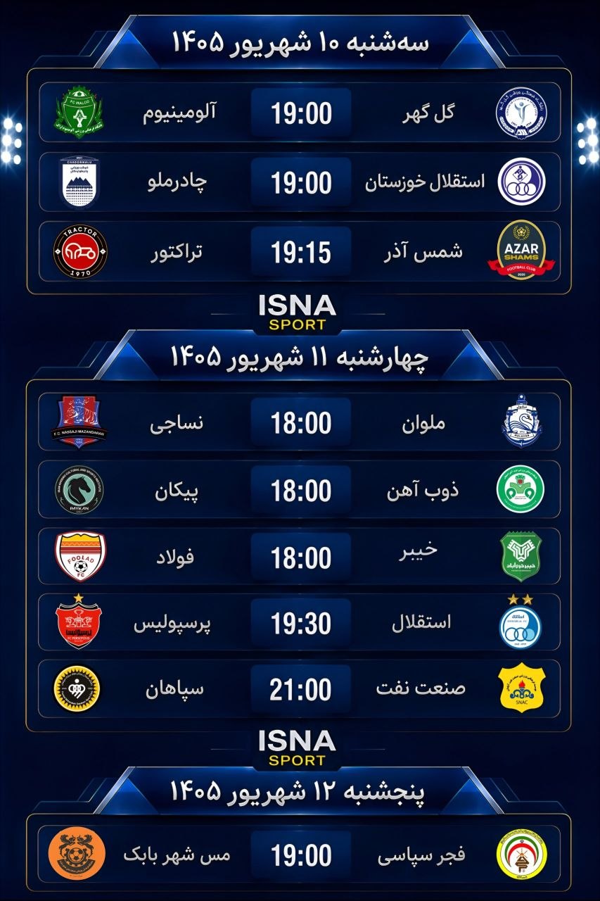 برنامه هفته پنجم لیگ برتر فوتبال ایران