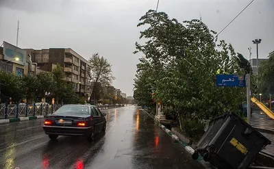 ببینید/ طوفان شدید و رعد و برق در سعادت آباد تهران