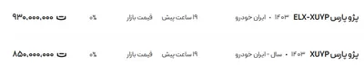 قیمت پژو پارس، امروز ۷ اردیبهشت ۱۴۰۴