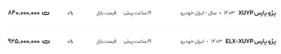 قیمت پژو پارس، امروز ۳۱ اردیبهشت ۱۴۰۴