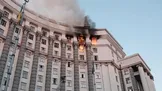 ساختمان اصلی دولت اوکراین در کی‌یف برای اولین بار پس از جنگ هدف قرار گرفت